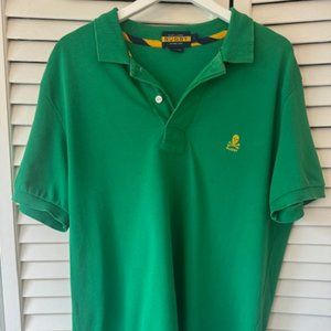 Rugby Ralph Lauren Mens L Short Sleeve Polo Shirt Green Pique Skull Crossbones